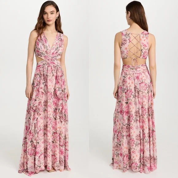 chinese dress ladies Noya Floral Cutout Maxi Dress